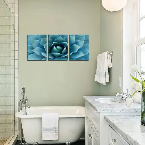 Miniatura 3 de Biuteawal - Lienzo moderno para pared, pintura de agave azul, pintura de plantas, decoración de pared, turquesa y verde azulado, impresión artística