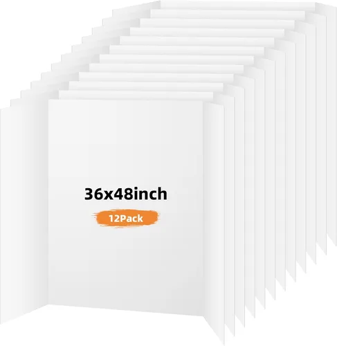 Miniatura 11 de Paquete de 4 tableros trípticos para póster, tablero de presentación blanco de 36x48 pulgadas, tablero de exhibición portátil para feria