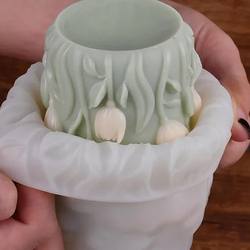 Miniatura 4 de Molde de vela en espiral de silicona con forma de tulipán y peonía de flores 3D, moldes de fundición de resina de silicona para velas, resina