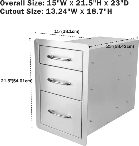 Miniatura 3 de Stanbroil Cajones de cocina para exteriores de acero inoxidable, 15 pulgadas de ancho x 21.5 pulgadas de alto x 23 pulgadas de profundidad, cajón