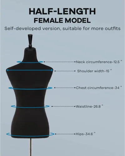 Miniatura 8 de Maniquí, forma de vestido, maniquí femenino, torso, ajustable, 59-67 pulgadas, soporte de cuerpo manicano mejorado para pantallas de mujer, soporte