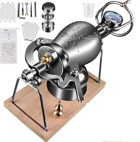 Máquina de palomitas de maíz de aire caliente de alta presión, cañón manual chino vintage, amplificador de grano de 12.4 fl oz para fiestas, eventos