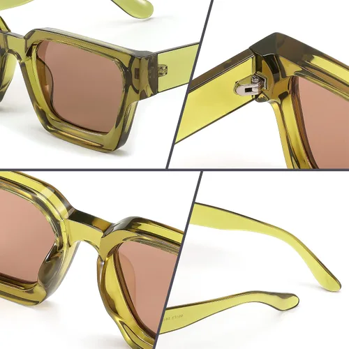 Miniatura 49 de FEISEDY Gafas de sol cuadradas retro de los años 90 para mujeres y hombres, gafas de sol rectangulares gruesas de moda con protección UV400 B2385