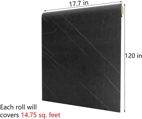 Miniatura 7 de Papel de contacto de mármol negro de la marca Decotalk para encimeras, impermeable, de vinilo, papel pintado de encimera, despegar y pegar, papel