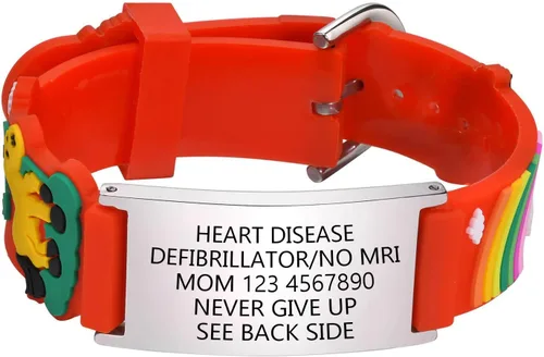 Miniatura 10 de Pulsera de Identificación Médica Personalizada para Niños - Pulsera de Identificación de Silicona Linda para Autismo Alergia Convulsiones