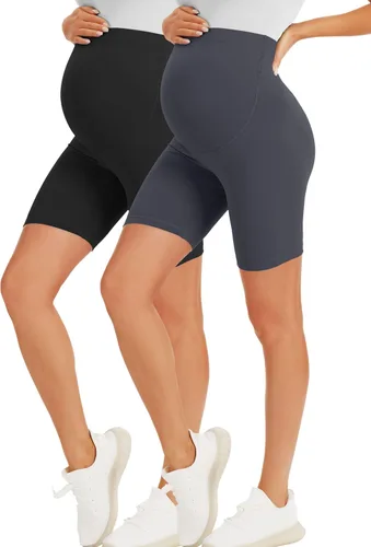 BONVIGOR Pantalones cortos de maternidad sobre el vientre, para entrenamiento, yoga, atlético, embarazo, pantalones cortos de descanso