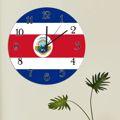 Miniatura 4 de Reloj de pared decorativo de madera con diseño de recuerdo de país de Costa Rica, reloj de pared silencioso de 10 pulgadas, reloj de pared redondo