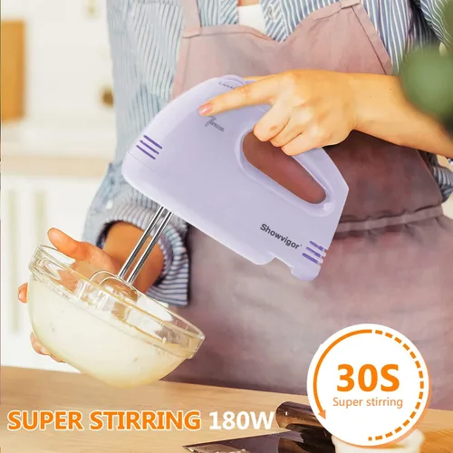 Miniatura 3 de Batidora de mano eléctrica portátil - Mezclador de cocina de 7 velocidades con 5 accesorios de acero inoxidable, batidor, batidor de alimentos