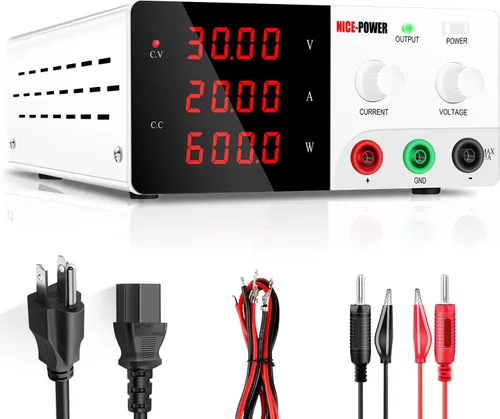 Miniatura 12 de NICE-POWER Fuente de alimentación de CC variable, fuente de alimentación de banco de alta potencia de 15V 60A 900W con perilla de codificador