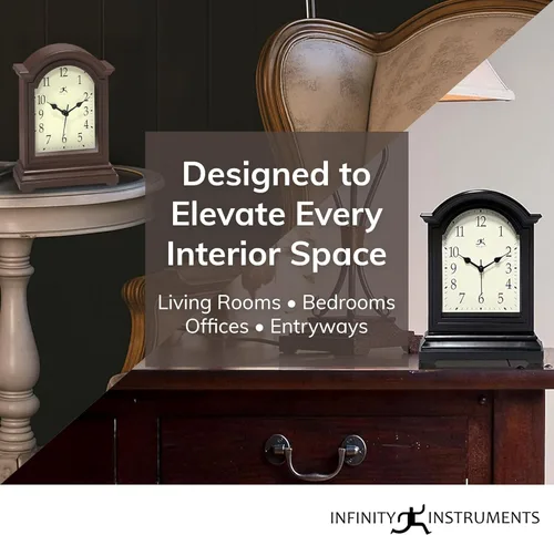 Miniatura 3 de Infinity Instruments Reloj de Abuelo de Mesa Marrón Antiguo 9 x 6 pulgadas Reloj de Repisa de Mesa Mini Decoración de Mesa de Escritorio Repisa