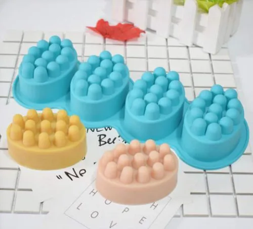 Miniatura 2 de 2 moldes de jabón de barra de masaje 3D, 4 cavidades, moldes de jabón de silicona de 4.5 onzas para hacer jabón de bricolaje, chocolate, arcilla