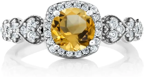 Miniatura 3 de Gem Stone King Anillo de compromiso de aniversario y piedra natal de corte redondo de 0.236 in para mujer, plata de ley 925, anillo de promesa
