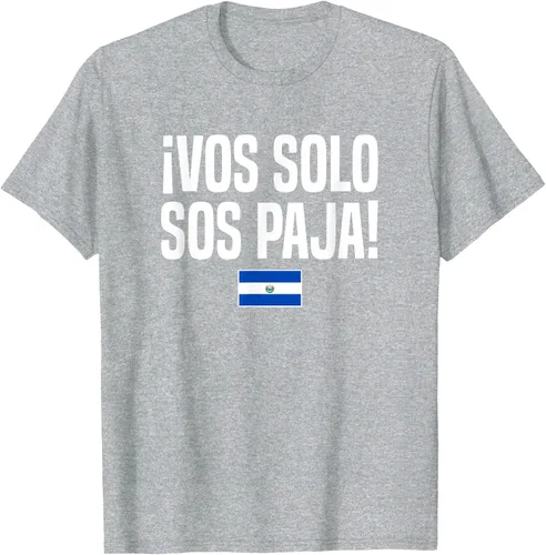 Miniatura 52 de Camiseta Vos Solo Sos Paja Salvadoran Slang Bandera de El Salvador, Negro
