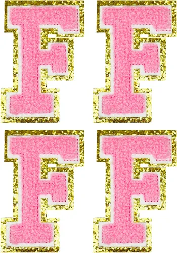 Miniatura 51 de Jongdari Letras termo-adhesivas de felpilla para ropa, parches de letras del alfabeto con brillantina para coser, con adhesivo planchado, 4 Blanco
