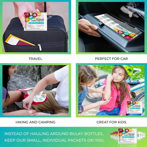 Miniatura 4 de Kit de primeros auxilios portátil de tamaño de viaje, paquete surtido, perfecto para el hogar, oficina, automóvil, escuela, negocios, viajes