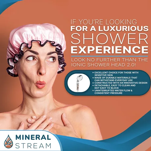 Miniatura 2 de MineralStream Cabezal de Ducha Iónico 2.0 Cabezal de Ducha de Alta Presión que Ahorra Agua con Perlas de Filtro Cabezales de Ducha Spa de Agua