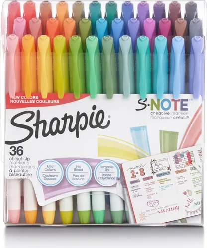 Sharpie S-Note - Marcadores creativos en colores pastel, rotuladores artísticos, punta de cincel, colores surtidos, 36 unidades