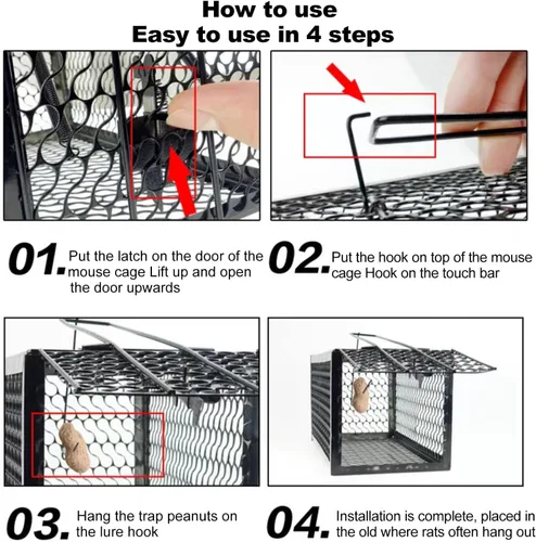 Miniatura 3 de 2 trampas para ratas humanitarias, trampas de metal para animales vivos, para interiores y exteriores, trampa para ratones para ardillas y roedores