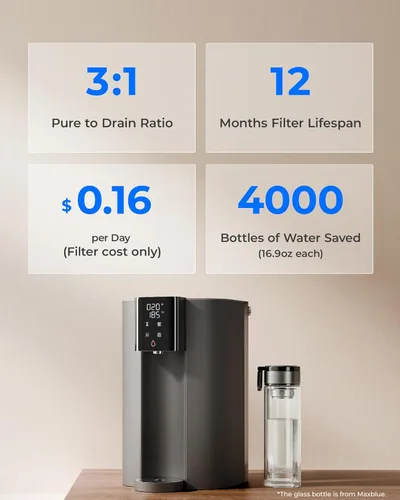 Miniatura 3 de Waterdrop C1H - Sistema de ósmosis inversa para encimera, certificado NSF/ANSI 372, filtro de agua caliente instantánea de ósmosis inversa de 6