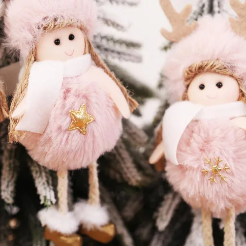 Miniatura 5 de Adornos de Navidad Ángel Ornamento Muñeca de Navidad Colgante Rosa para Decoración de Árbol 4pcs