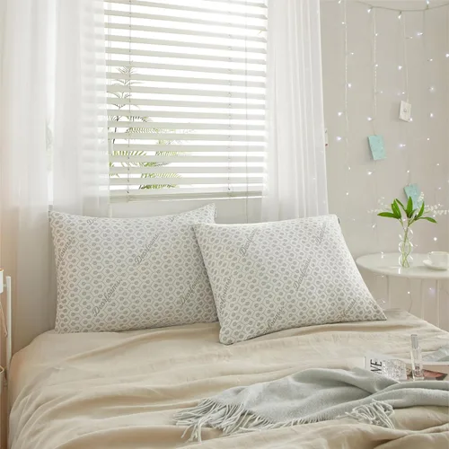Dearfoams Almohadas de cama tamaño estándar/queen - Juego de 2 almohadas de cama con infusión de carbón con funda de punto suave para dormir de