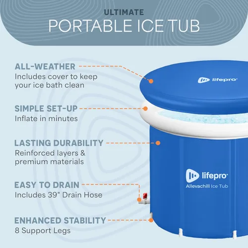 Miniatura 4 de Lifepro Bañera de hielo portátil con cubierta y bolsa de almacenamiento, bañera de hielo para el hogar y viajes para atletas y adultos, bañera fría