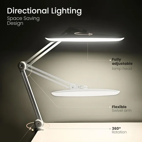 Miniatura 5 de Lámpara LED de escritorio de 1600 lúmenes, 24 W, lámpara de trabajo de arquitecto súper brillante de 20 pulgadas, 3 modos de luz, atenuación
