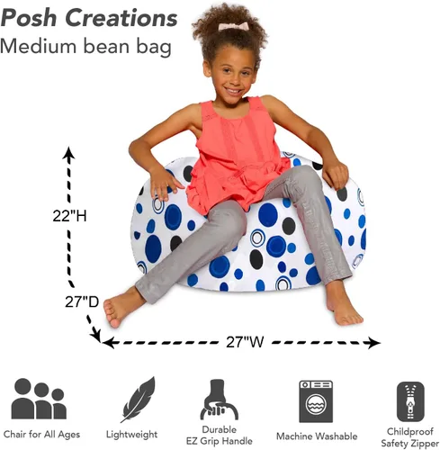 Miniatura 3 de Posh Creations - Sillón puff para niños, adolescentes y adultos, incluye funda extraíble y lavable a máquina, tamaño mediano de 27 pulgadas, lona