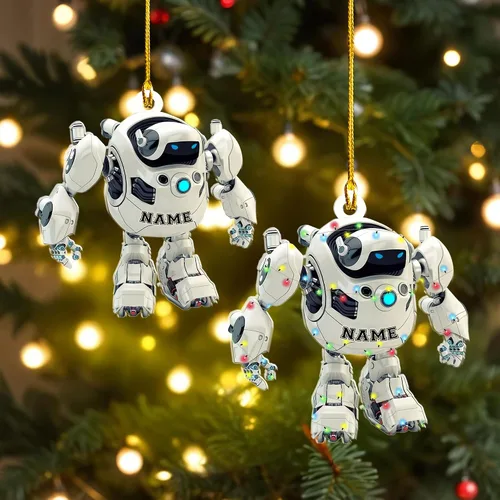Miniatura 22 de Adorno de robot personalizado 2025, adornos de robot para árbol de Navidad, adorno de robótica, decoración colgante para árbol de Navidad (Robot1)