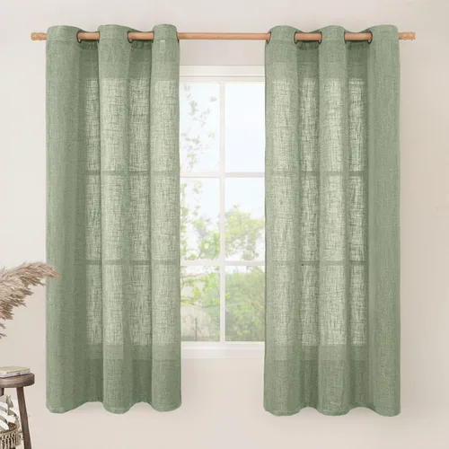 Miniatura 153 de LAMIT Cortinas de lino sintético para dormitorio, paneles filtrantes de luz, cortinas de lino con protección de privacidad con ojales para ventanas