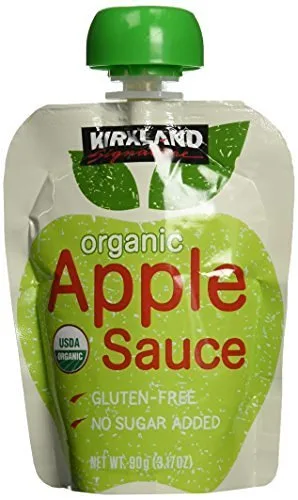 3 paquetes: puré de manzana orgánico Kirkland Signature - 24 bolsas - 3.17 onzas cada uno