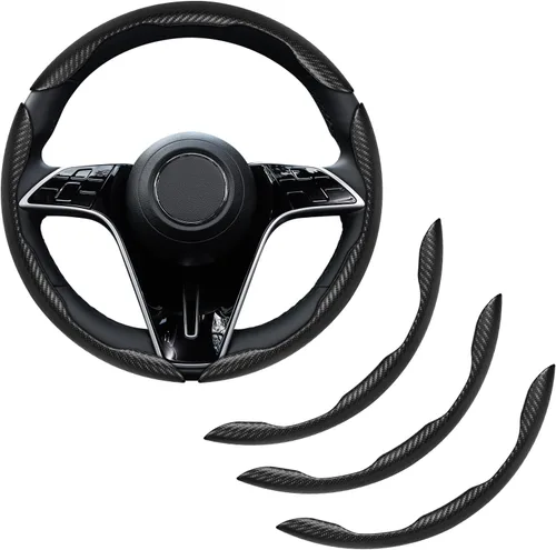 funda segmentada de 3 piezas para volante de automóvil, protector antideslizante de volante de cuero de fibra de carbono, funda antideslizante para