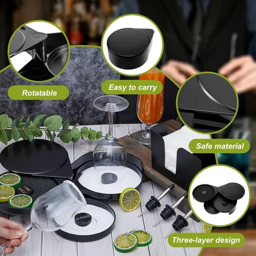 Miniatura 4 de Mifoci Barra de vidrio de 3 niveles, herramienta de barman para cocteles, Margarita, 12 piezas de acero inoxidable clásico vertedores de botellas