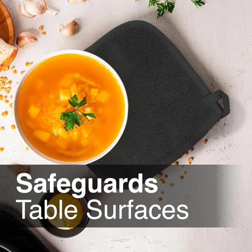 Miniatura 4 de RITZ Agarradera de olla y salvamanteles de rizo: Resistente al calor sin igual, duradera 100% algodón – Diseñado ergonómicamente para un agarre Negro