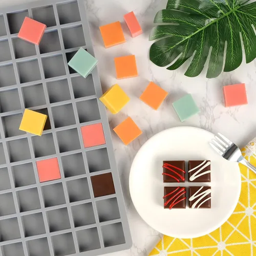 Miniatura 2 de Molde de silicona cuadrado para chocolate, cubitos de hielo, 100 cavidades Molde cuadrado de chocolate para caramelos duros, gelatina, gomitas