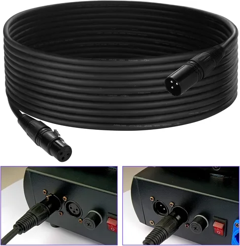 Miniatura 6 de Cable DMX 25 pies, paquete de 4 Cables DMX de 3 pines flexibles de señal XLR macho a hembra, adecuado para conexión de señal XLR de iluminación