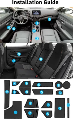 Miniatura 5 de para Nissan Sentra Accesorios 2025 2024 2023 2022 2021 2020 Insertos Personalizados para Portavasos Forros de Consola Central Bolsillos de Puertas