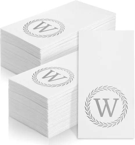 Miniatura 17 de 100 servilletas desechables con monograma de oro, toallas de mano decorativas con letra H, servilletas de cena para invitados, toallas de mano