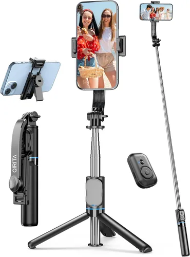 Palo Selfie, Trípode para Teléfono Extensible de 41 Pulgadas con Soporte para Teléfono y Control Remoto Desmontable, Trípode para Selfie de 360°