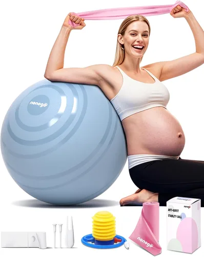 Miniatura 9 de nonogo Bola de parto para embarazo con bandas de resistencia, pelota de ejercicio para entrenamiento, yoga, terapia física, fisio de maternidad