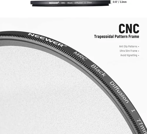 Miniatura 7 de NEEWER Difusión negra de 3.031 in, 1 filtro, filtro de efecto cinematográfico de ensueño, ultra delgado, repelente al agua, resistente a