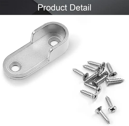 Miniatura 3 de MroMax Soporte ovalado de aleación de zinc para barra de armario, soporte de brida para barra de armario, diámetro interior de 0.630 in, paquete