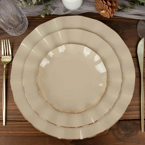 Miniatura 45 de Efavormart - Platos de cena de 11 pulgadas – Juego de 10 platos desechables redondos de plástico negro con borde dorado rizado – Vajilla elegante