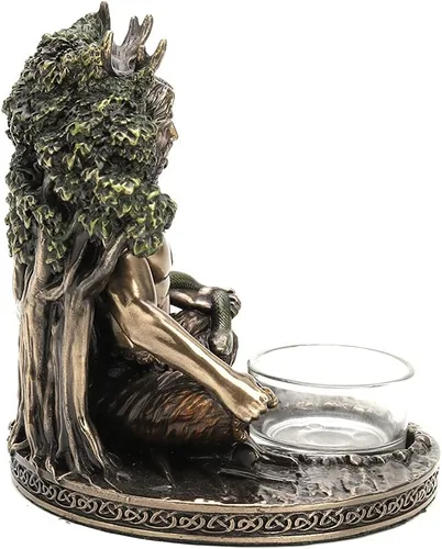Miniatura 6 de Veronese Design 5 1/4 pulgadas de alto dios celta Cernunnos candelita candelita Escultura de resina bronceada fundida en frío Wiccan Decoración
