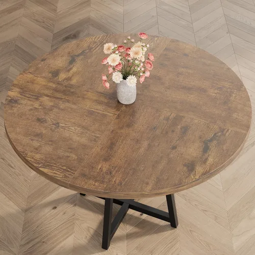 Miniatura 5 de Garvee Mesa de comedor redonda de 47.2 pulgadas para 4-6 personas, mesa de cocina redonda industrial con base de pedestal de metal resistente