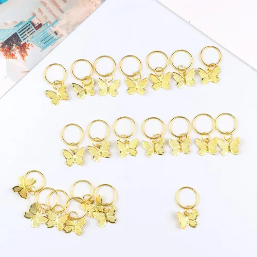 Miniatura 5 de NAISKA 20 accesorios para el cabello de mariposa, brazaletes, dijes y anillos de joyería para mujer (dorado)