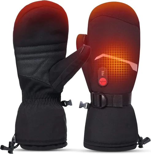Guantes de esquí con calefacción, manoplas con calefacción para hombres y mujeres, guantes de batería recargable de 7.4V para esquí y senderismo