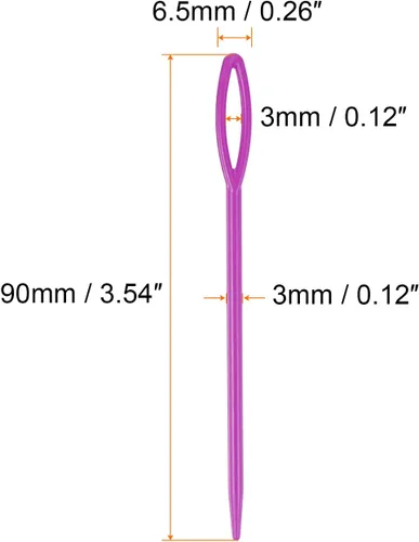 Miniatura 2 de HARFINGTON 90 agujas de coser de plástico, 3.5 in de longitud, agujas romas grandes para coser artesanías hechas a mano, nociones de costura