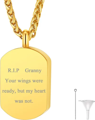 Miniatura 207 de FindChic Collares personalizados con urna para cenizas, barra vertical, gato, luna, reloj de arena, garra de perro, acero inoxidable, chapado en oro