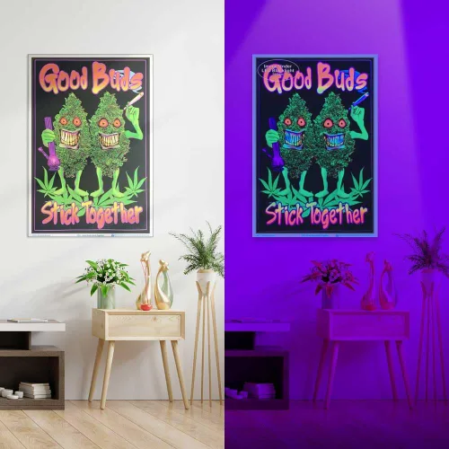 Miniatura 4 de Póster con retroiluminación Good Buds Stick Together, bote de hierba, Tinta, 24 x 36 pulgadas